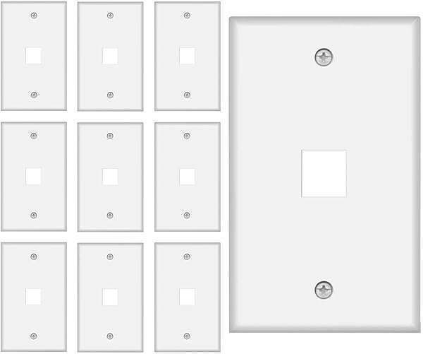 10-Pack White 1 Port Keystone Wall Plate for RJ45 & Modular Inserts - Tedgetal Single Gang Faceplate