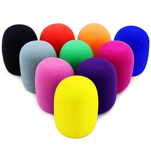 10 Pack Washable Microphone Covers - Foam Wind Shields for KTV & Stage - 10 Colors Available!