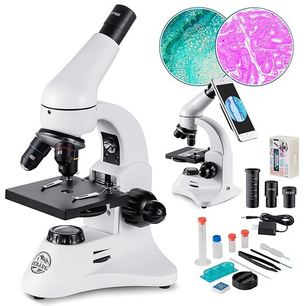 100X-2000X Professional Microscope for Adults & Kids - Ideal for Home, School, and Lab Education with Prepared Slides