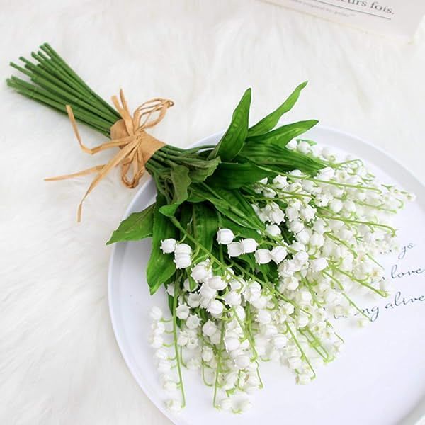 12 Pcs Artificial Lily of the Valley Wind Chime - Faux White Bell Flowers for Wedding & Home Decor
