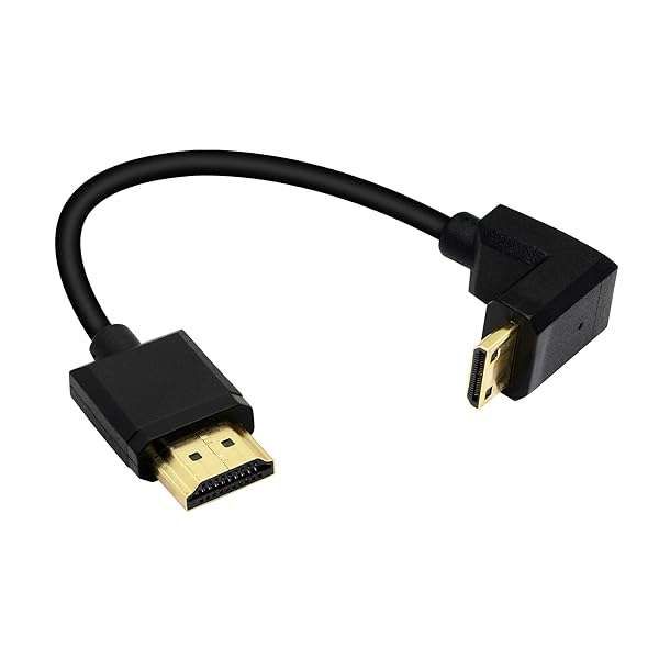 15CM Mini HDMI to HDMI Short Cable, 90 Degree Downward Angle High Speed Mini HDMI Male to HDMI 2.0 Male Adapter Support 4k@60HZ YOUCHENG, for Raspberry Pi, Tablet, Camera Etc (Down)