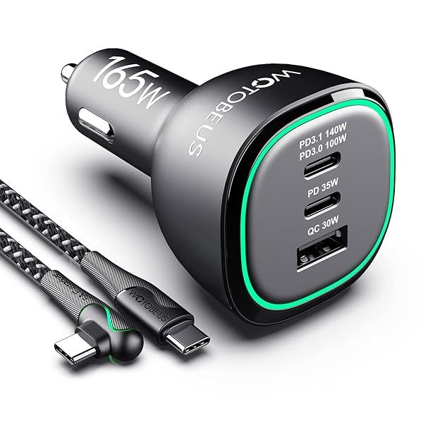 165W USB C Car Charger - Super Fast Charging for iPhone 15, Samsung Galaxy S24, MacBook Pro & More