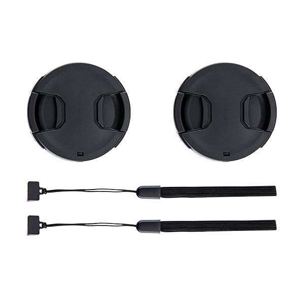 49mm Front Lens Cap Cover 2-Pack for Canon EOS R100, R50, M50 & More - Deluxe Cap Keeper Included