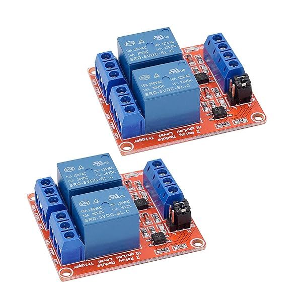 2 Pack DC 5V Relay Module 2 Channel Relay Switch Optocoupler Isolation High Low Level Trigger