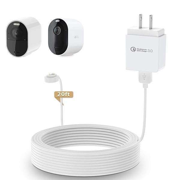 2 Pack HOLACA Power Adapter & 20ft Cable for Arlo Ultra/Pro 3-5s - Weatherproof Charging Solution