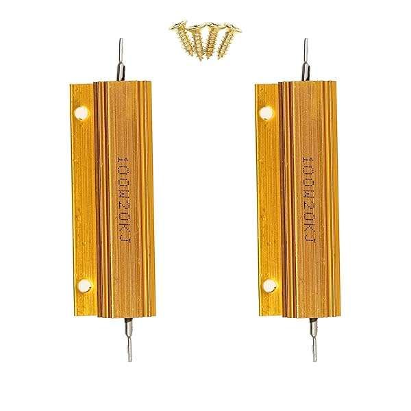 2-Pack 100W 20K Ohm High Power Aluminum Wirewound Resistors with Screws - Durable & Efficient