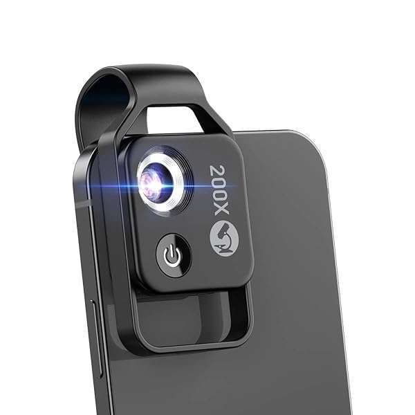 200X Mini Pocket Microscope with LED Light - Universal Clip for Smartphones, Perfect for Kids & Adults
