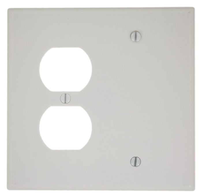 Leviton 80508-W Midway Size 2G Wall Plate: 1 Receptacle & 1 Blank - Durable & Stylish