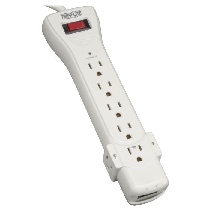 Tripp Lite 7 Outlet Surge Protector with 12ft Cord & RJ11 - $50K Insurance | Super6TEL12