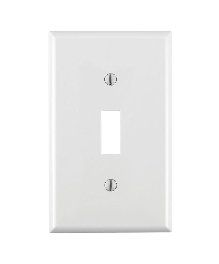 Leviton 80701-W 1-Gang Toggle Switch Wallplate - Durable Thermoplastic Nylon, Standard Size, White