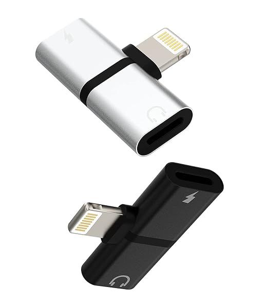 2-Pack Lightning Headphone Adapter & Charger Splitter for iPhone 11, 12 Mini, Pro Max, XS, XR, X, 7, 8 Plus & iPad Air