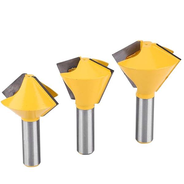 3 Pcs Birdsmouth Router Bit Set 1/2 Inch Shank Multi Sided Glue Joint Woodworking Tool Chamfer Forming Cutter