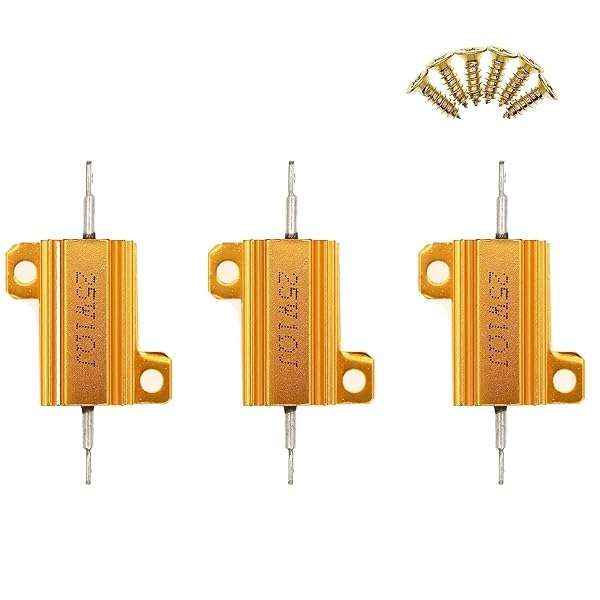 3-Pack 25W 1 Ohm High Power Aluminum Wirewound Resistors with Screws - Durable & Efficient