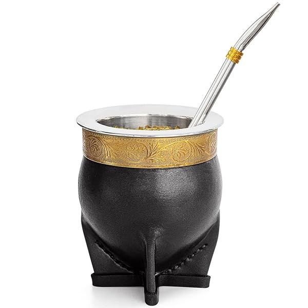 304 Stainless Steel Argentina Yerba Mate Cup with Straw and Cleaning Brush Black Tea Gourd Mug One Bombilla Mate