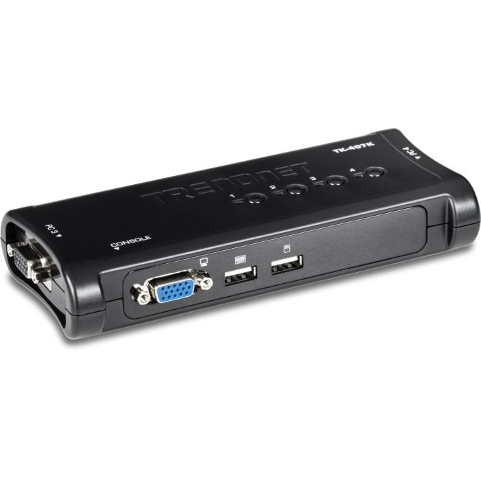 TRENDnet 4-Port USB KVM Switch Kit - Control 4 PCs, VGA/USB, 2048x1536, Compatible with Windows, Linux, Mac - TK-407K