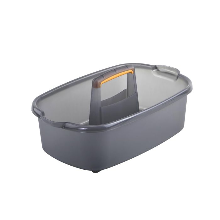 Casabella 1.85 Gallon Plastic Cleaning Caddy with Handle - Gray & Orange Multipurpose Storage Solution