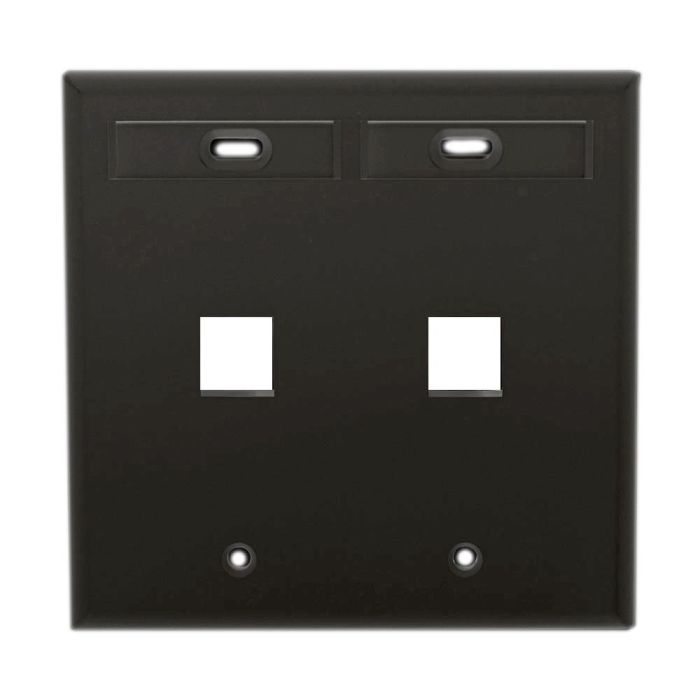Leviton 42080-2EP Dual Gang Wallplate - 2-Port QuickPort with ID Windows, Black | Easy Installation & Stylish Design