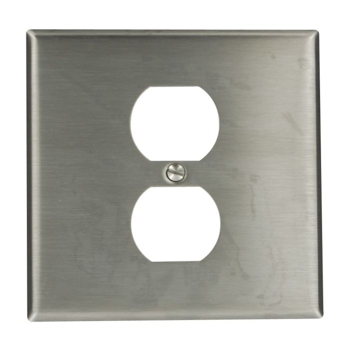 Leviton 84039-40 SS WP 2G 1DUP: Centered Opening Wall Plate for Modern Interiors