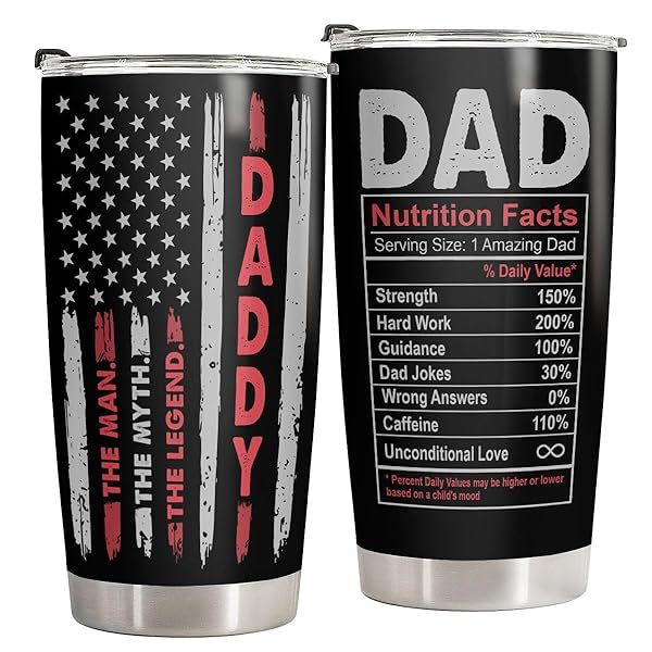 34HD Best Dad Tumbler 20oz Stainless Steel Insulated American Flag Coffee Cup Perfect Gift for Fathers Day Birthday Christmas for Dads