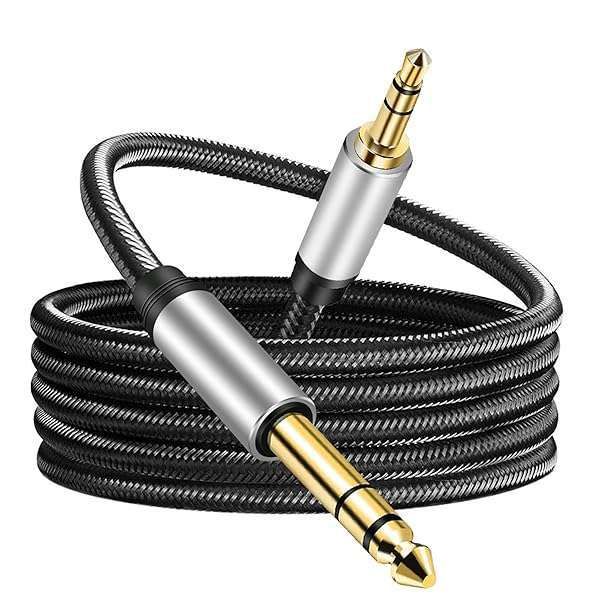3.5mm to 6.35mm Audio Cable 3Ft - Gold-Plated, Nylon Braided for Cellphones & Amplifiers
