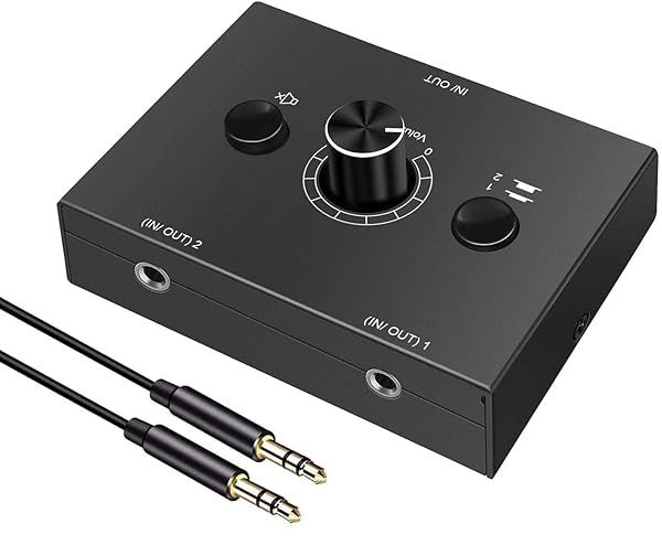 3.5mm Stereo Audio Switch: Manual Selector for Speakers & Headphones - Splitter Box for Easy Audio Sharing