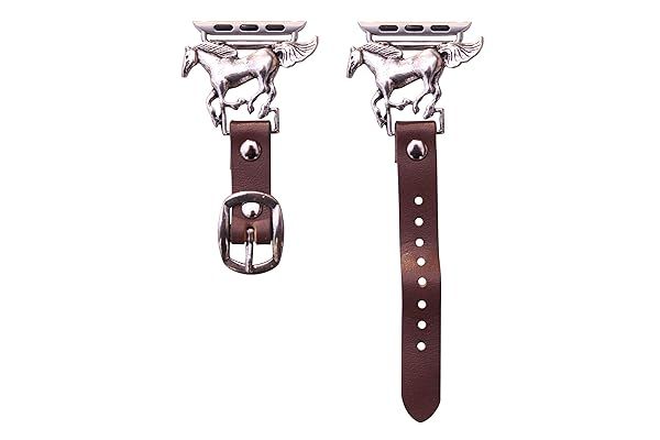 Western Running Horse Genuine Leather Apple Watch Band No. 71 - Compatible with 38mm, 40mm, 41mm Series 8, 7, 6, 5, 4, SE