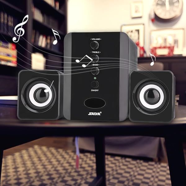 3W Treble and Bass Independent Adjustment Mini Subwoofer, Rear 3 Inch Bass Speaker DV 5V & USB 5V Wired Speaker, Tablet PC for Cellphone(Black)