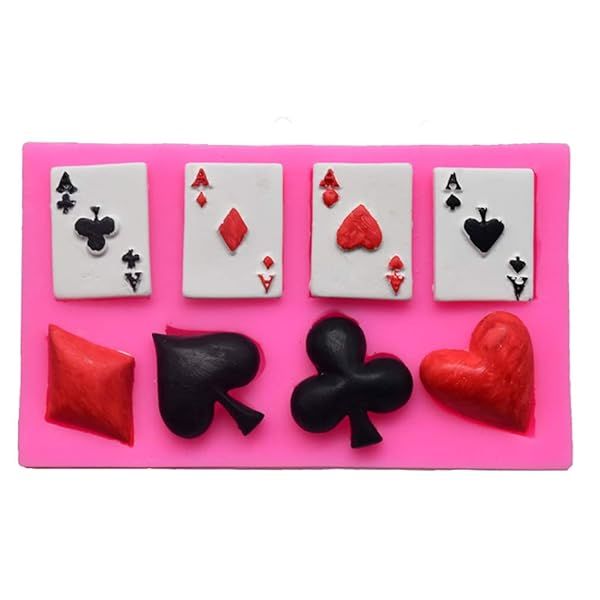 4 Aces Poker Playing Cards Cake Topper Mold for Chocolate Fondant Cupcakes Gum Paste Polymer Clay Resin Decoration Tool