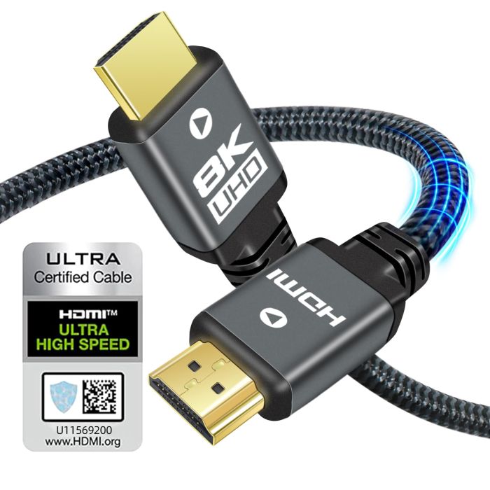 Yauhody 8K 10K HDMI Cable 6.6FT - Ultra High Speed 48Gbps, 4K@120Hz, HDR10, PS5 & TV Compatible