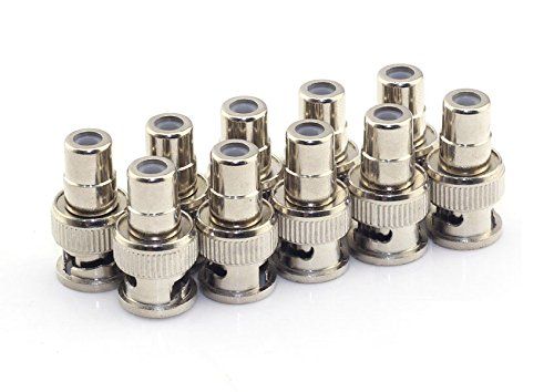 RuiLing 10 Pack RCA Female to BNC Male Adapters - Coaxial Connectors for CCTV Video