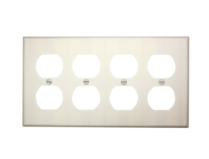 Leviton 88041 4-Gang Duplex Wallplate - Durable Thermoset Device Mount in White