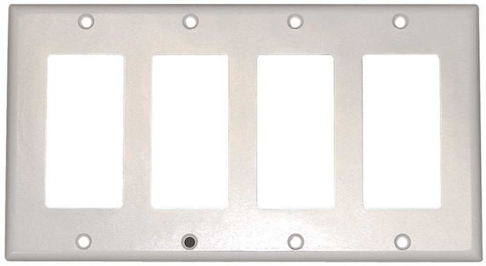 Leviton 80412-W 4-Gang Decora Wallplate - Standard Size GFCI Device Mount, White Thermoset Finish