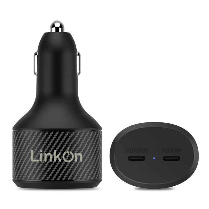 LinkOn 130W USB-C Car Charger: Fast Charging for MacBook, iPhone, Samsung & More - PD3.0 PPS Compatible