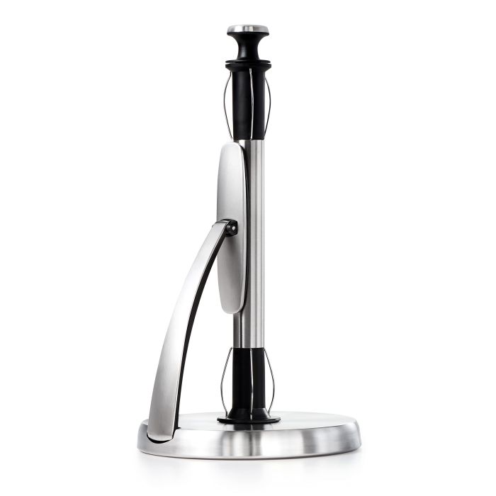 OXO Good Grips SimplyTear Paper Towel Holder - Stylish Stainless Steel & Black Design