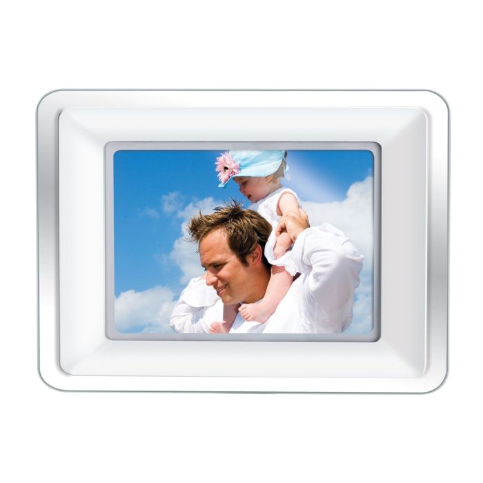 Buy Coby DP772 7-Inch Digital Photo Frame with MP3 Player - Stylish White/Black Design