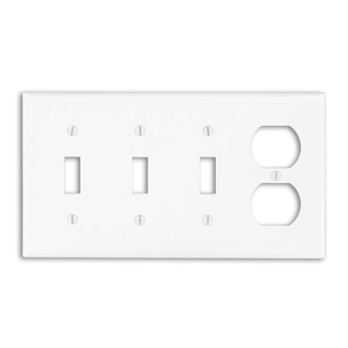 Leviton P38-W 4-Gang Wallplate: 3-Toggle & 1-Duplex, Standard Size, White - Durable & Stylish Home Upgrade
