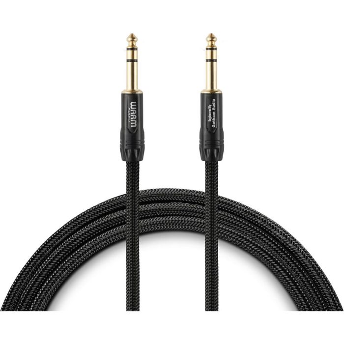 Warm Audio Prem-TRS 20' Cable - Premier Series Black/Gold TRS to TRS for Superior Sound Quality