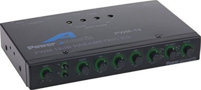 Power Acoustik PWM-19 Pre Amp Equalizer: Subwoofer Gain Control & 4-Way Fader - Black