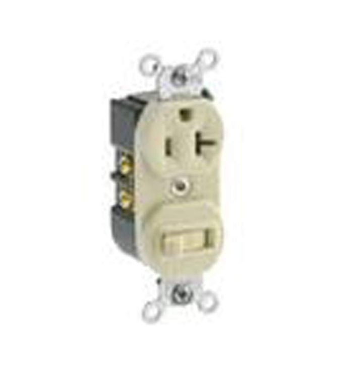 Leviton 5335 20 Amp Duplex Switch/Receptacle - Ivory, 120V Grounding Solution