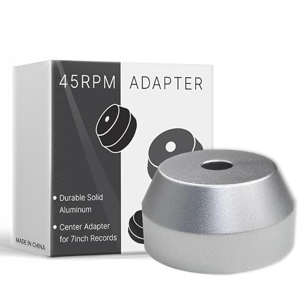 Durable 45 RPM Silver Aluminum Adapter for 7-Inch Vinyl Records - Perfect Center Solution