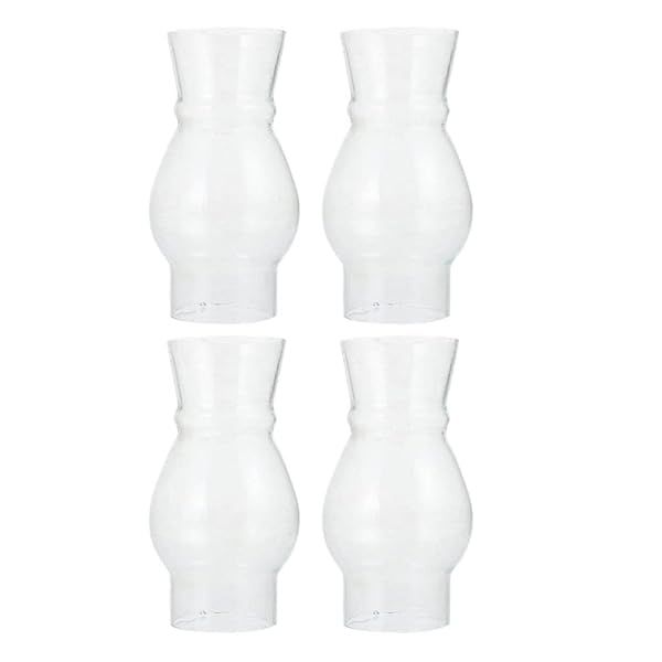 KALLORY 4pcs Vintage Glass Oil Lampshade Retro Windproof Cover for Kerosene Lamps Decorative Indoor Light Accessory
