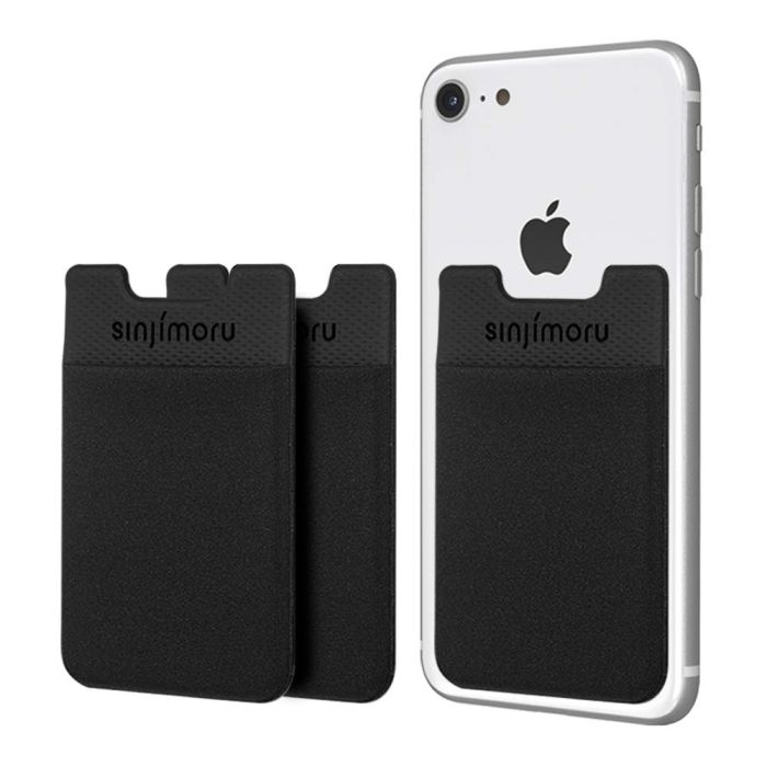 Sinjimoru Basic Cell Phone Wallet - Adhesive Card Holder for iPhone | 3 Pack Black Sinji Pouch