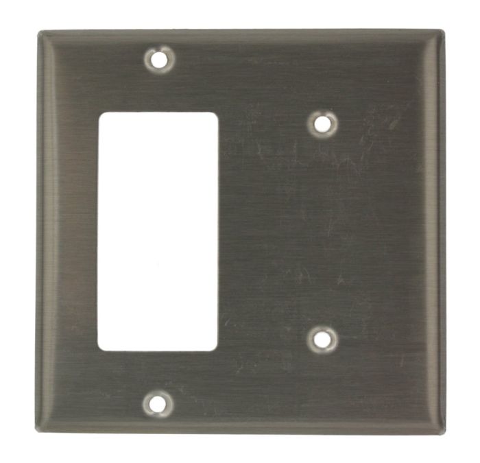 Leviton S1426-N 2-Gang Wallplate: Stainless Steel Black GFCI & DECORA Combo for Modern Homes