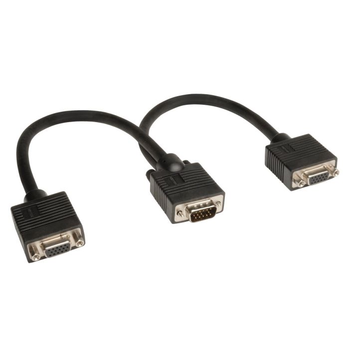 Tripp Lite VGA Y Splitter Cable (HD15 M/2xF) 1-ft - Dual Monitor Connection Solution