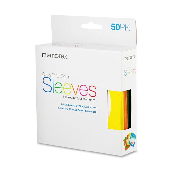 Memorex 50 Pack CD/DVD Sleeves in Vibrant Colors - Durable & Stylish Storage Solution