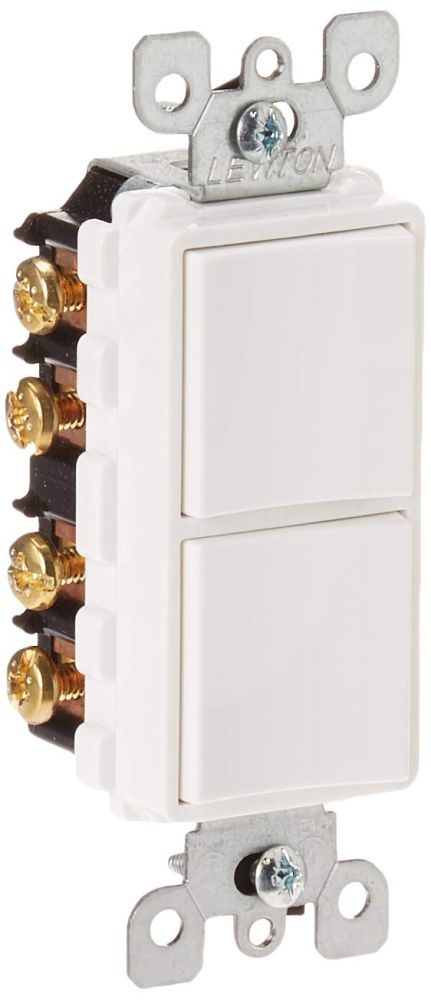 Leviton 5640-W 20 Amp Decora 3-Way Switch - Commercial Grade, Grounding, 120/277 Volt, White