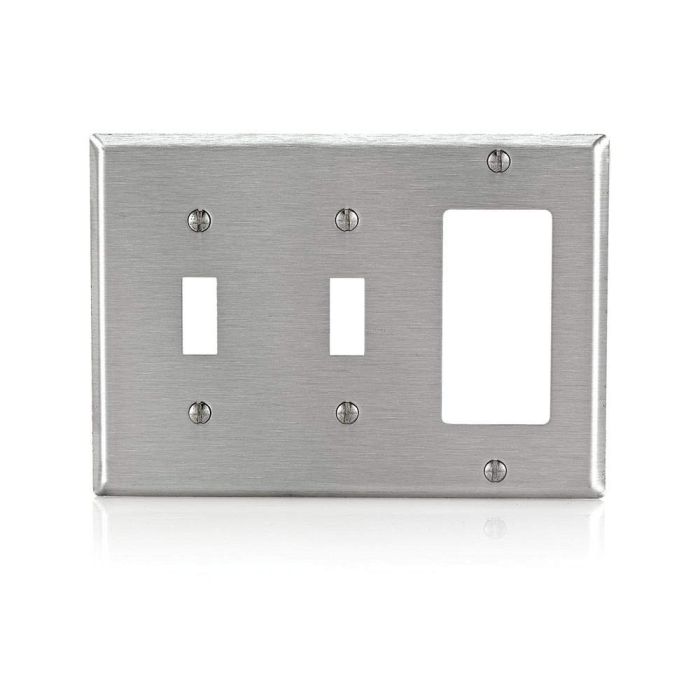Leviton 84421-40 SS WP 3G 2TGL/1DECO Standard Size: Durable Electrical Outlet Solution