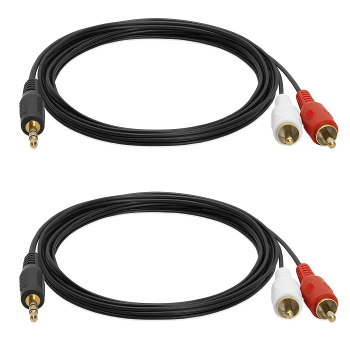 Cmple 3.5mm Male to 2 Male RCA Audio Adapter Cable - 6ft, 2 Pack for Superior Sound Quality