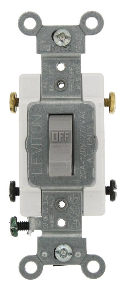 Leviton CS220-2GY 20-Amp Toggle Double-Pole AC Quiet Switch - Commercial Grade Gray