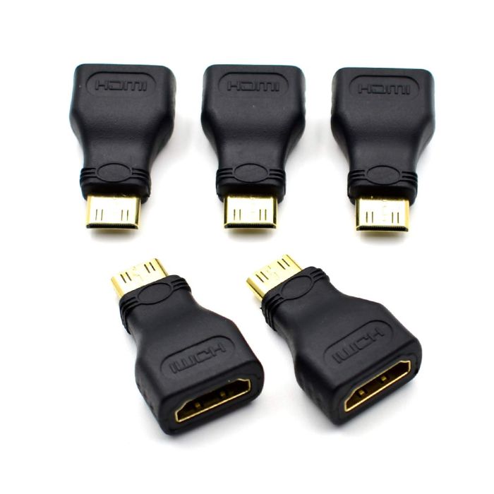 5 Pack Mini HDMI Adapter - Gold Plated Type C to A for Raspberry Pi, Cameras, DSLRs & More